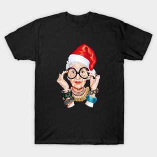 Santa Iris Apfel Christmas cartoon T-Shirt